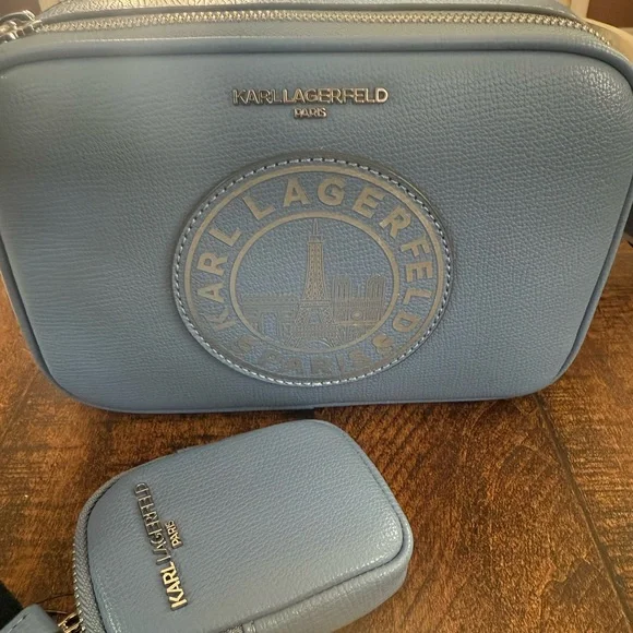 Karl Lagerfeld Blue Crossbody Bag with Logo Strap - Picture 4 of 7